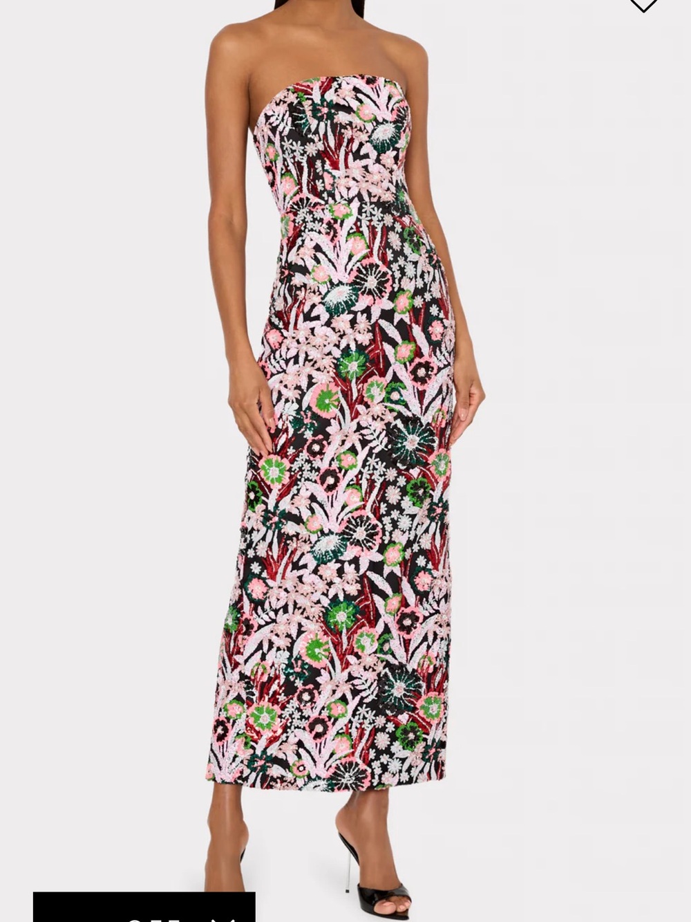 Milly Strapless Beaded Floral Gown in Pink, Green and Black-NWT! (Size 12) - Picture 2 of 4